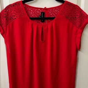 Fortune + Ivy Olivia Mixed Material Blouse